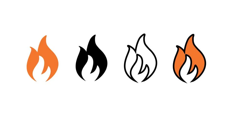 Ignition Spark and Flame Icon. Fire Heat Burn Hazard Safety Symbol イラスト素材