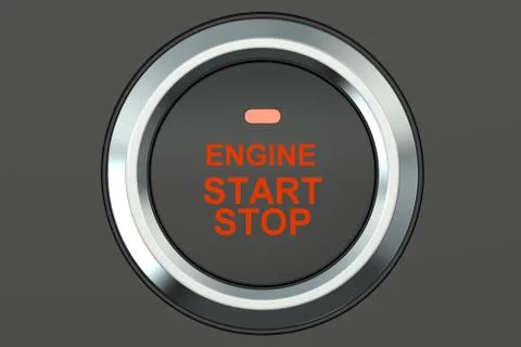 Ignition start button closeup, 3D rendering Stock Illustration