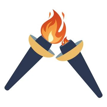 Ignition of a torch from another torch. Transfer of the Olympic flame. Lighted Stock Illustration