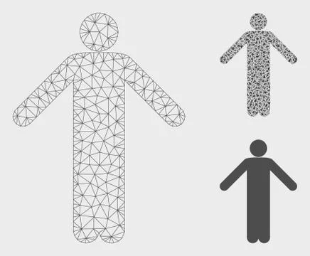 Ignorance Pose Vector Mesh Carcass Model and Triangle Mosaic Icon Illustrazione stock