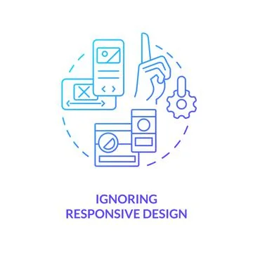 Ignoring responsive design blue gradient concept icon Stock Illustration