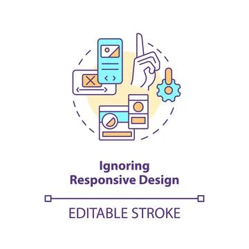 Ignoring responsive design concept icon Stock Illustration