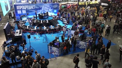 IgroMir Expo 2016 and Comic Con Russia 2016 in Moscow, Russia. Intel stand on Stock Footage 68800846