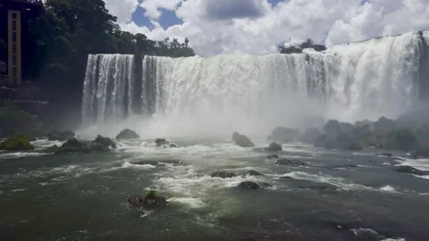 Iguaçu Falls with Lightning Emerging from the Waterfall Stock Footage 314915478