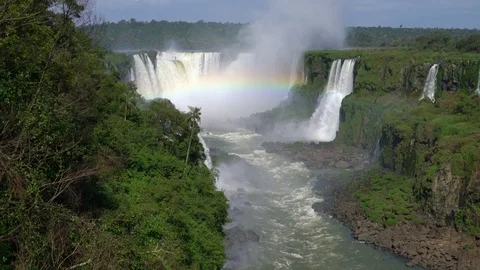 Iguacu Falls view toward Devil'sThroat Stock Footage 73228445