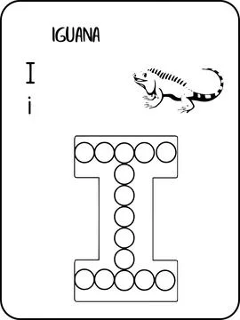 Iguana abc animals dot markers activity Pages Stock Illustration