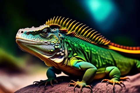 Iguana on a Branch with Blue Background Stock Illustration