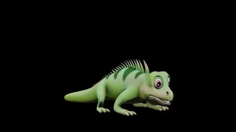 Iguana Dancing Animation Perspective View Color Render Stock-Footage 329969384