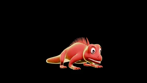 Iguana Dancing Animation Perspective View Toon Shader Stock-Footage 329969397