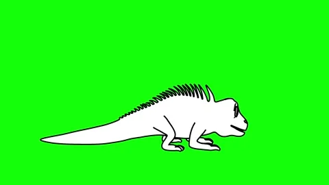 Iguana Dancing Animation Side View Outline Sketch Stock-Footage 329969402