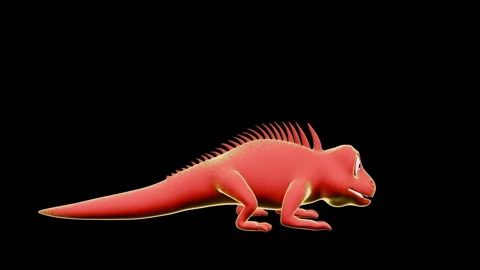 Iguana Dancing Animation Side View Toon Shader Stock-Footage 329969411