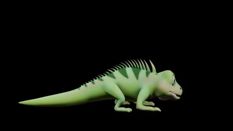 Iguana Dancing Animation Side View Color Render Stock Footage 329969412