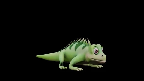 Iguana Idle Animation Perspective View Color Render Stock Footage 329969386