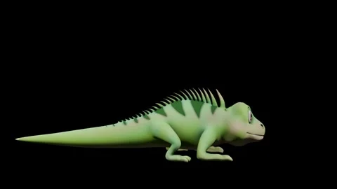 Iguana Idle Animation Side View Color Render Stock-Footage 329969415