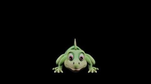 Iguana Jumping Animation Front View Color Render Stock-Footage 329969368