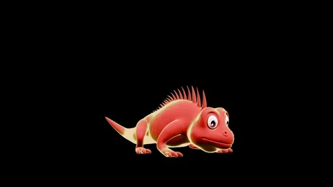 Iguana Jumping Animation Perspective View Toon Shader Stock-Footage 329969400