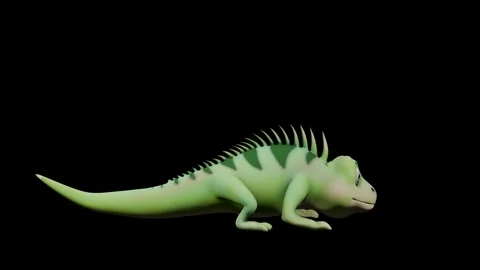 Iguana Jumping Animation Side View Color Render Stock-Footage 329969417