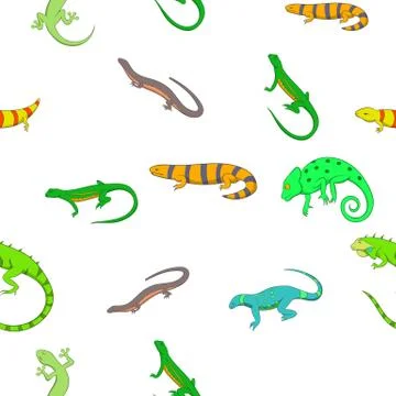 Iguana pattern, cartoon style Stock Illustration
