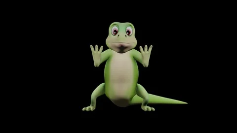 Iguana Standing Animation Front View Color Render Stock-Footage 329969370