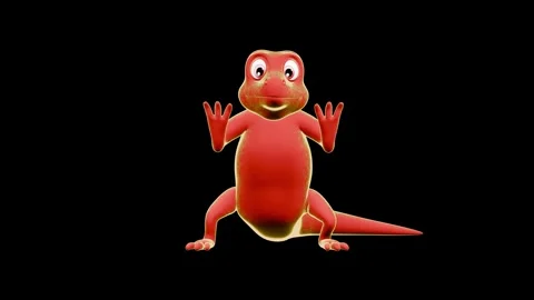 Iguana Standing Animation Front View Toon Shader Stock-Footage 329969385