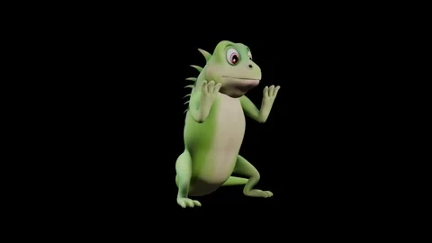 Iguana Standing Animation Perspective View Color Render Stock Footage 329969393