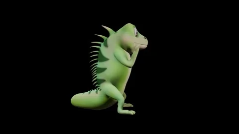 Iguana Standing Animation Side View Color Render Stock-Footage 329969419