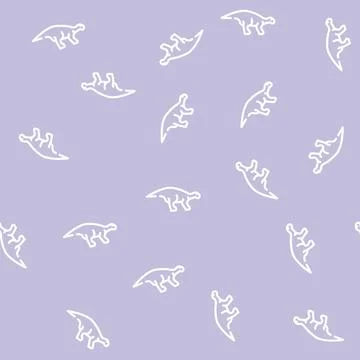 Iguanodon dinosaur line vector seamless pattern sign Stock Illustration