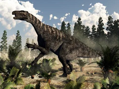 Iguanodon dinosaur roaring. Stock Illustration