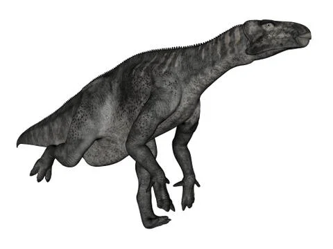 Iguanodon dinosaur running - 3D render Stock Illustration