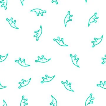 Iguanodon dinosaur vector seamless pattern sign Stock Illustration