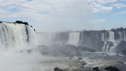 Iguazu Falls and platform view from the Brazilian side Video stock 224554168