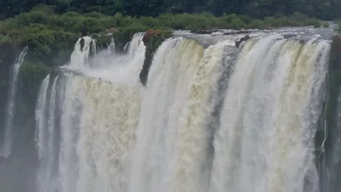 Iguazú Falls on the Argentine side showcase an immense rush of water cascading Stock Footage 342774385