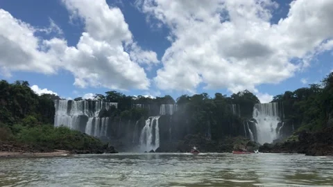 Iguazu falls up close from the river Stock Footage 227576773