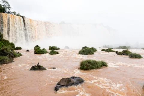 Iguazu falls higher waterfall an river veiw from brazil Stock Photos