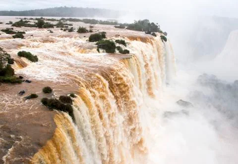 Iguazu falls higher waterfall top veiw from brazil Stock Photos