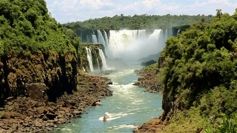 Iguazu Falls, one of the new Natural Wonders of the World Stock Footage