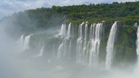 Iguazu falls seen from the Argentinian side of the national park Stock Footage 109510022
