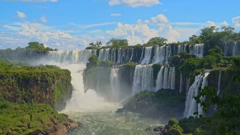 Iguazu falls seen from the Argentinian side of the national park Stock Footage 109510036
