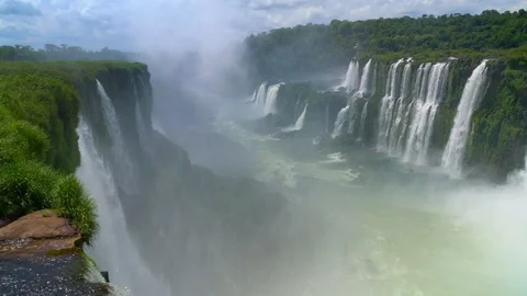 Iguazu falls seen from the Argentinian side of the national park Stock Footage 109510075