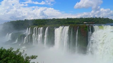 Iguazu falls seen from the Argentinian side of the national park Stock Footage 109510099