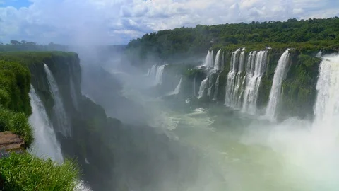 Iguazu falls seen from the Argentinian side of the national park Видео 109510101