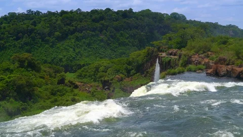 Iguazu falls seen from the Argentinian side of the national park Stock Footage 109510202
