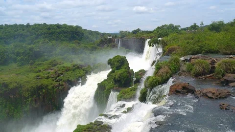 Iguazu falls seen from the Argentinian side of the national park Stock Footage 109510225