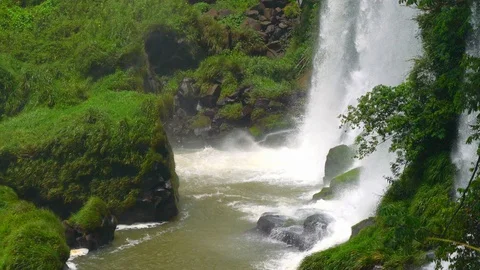 Iguazu falls seen from the Argentinian side of the national park Stock Footage 109510334