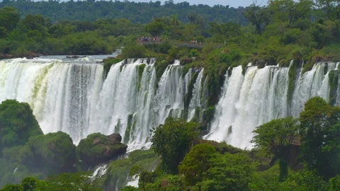 Iguazu falls seen from the Argentinian side of the national park Stock Footage 109510394