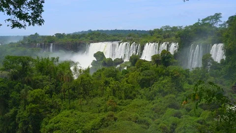 Iguazu falls seen from the Argentinian side of the national park Stock Footage 109510400