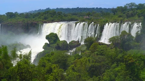 Iguazu falls seen from the Argentinian side of the national park Stock Footage 109510403