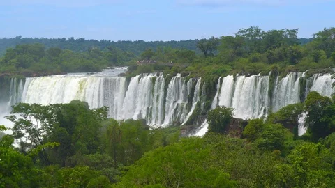 Iguazu falls seen from the Argentinian side of the national park Stock Footage 109510404