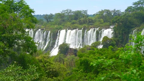 Iguazu falls seen from the Argentinian side of the national park Video stock 109510507