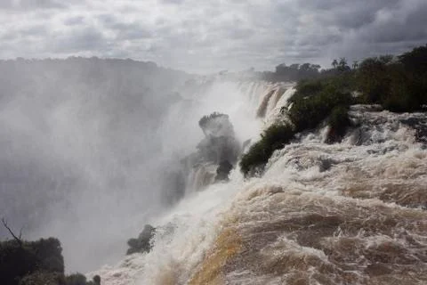 Iguazu Falls, sideview of the devil's throat. Stock Photos